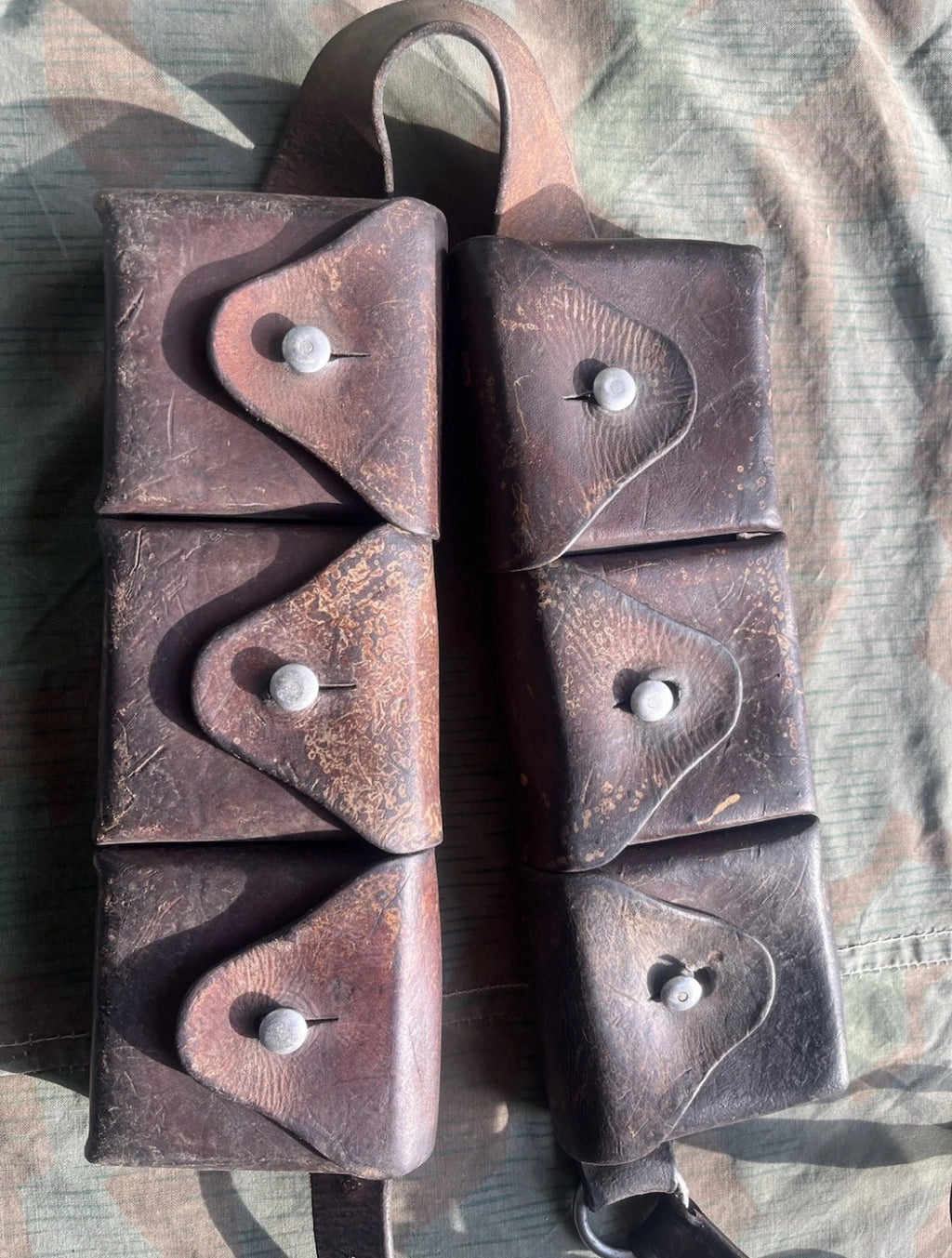 WW2 Swiss army cavalry rider cyclist bandoleer bandolier ammo pouches belt leather uniform soldier