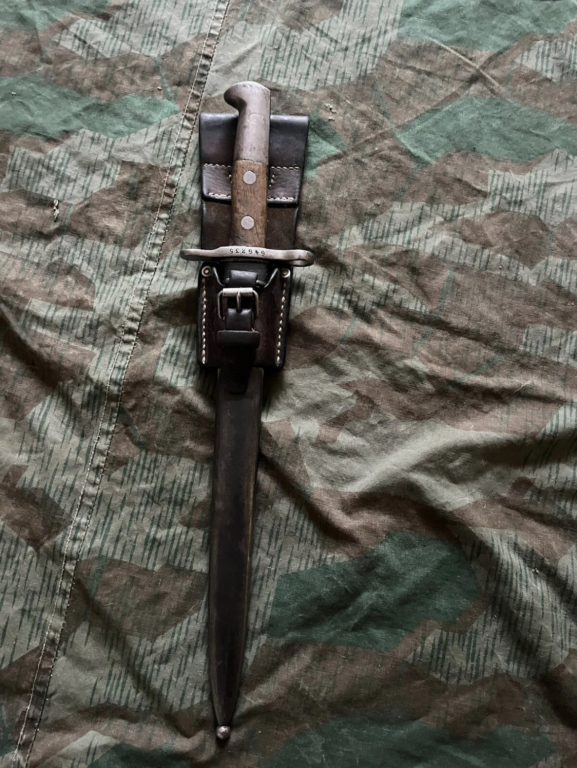 Interwar/WW2 Swiss army bayonet blade knife with case infantry model 1918 uniform soldier