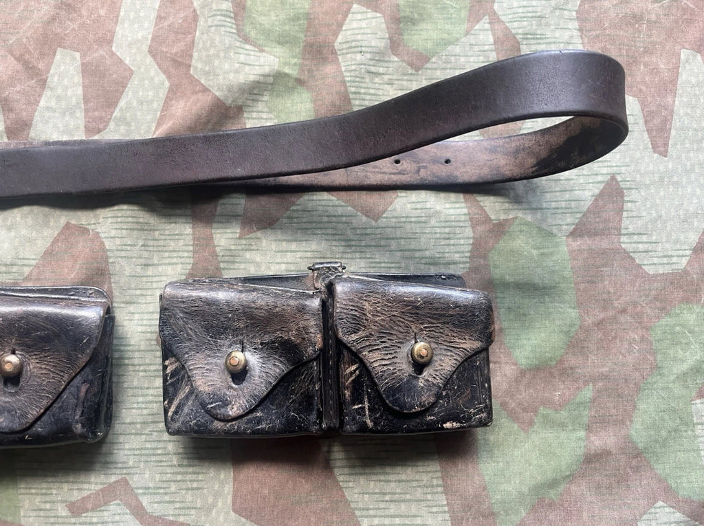 WW1 Swiss army belt webbing web set ammo pouches leather uniform soldier