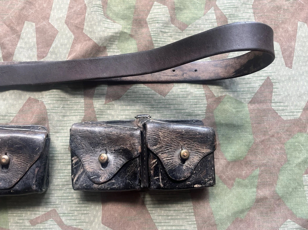 WW1 Swiss army belt webbing web set ammo pouches leather uniform soldier