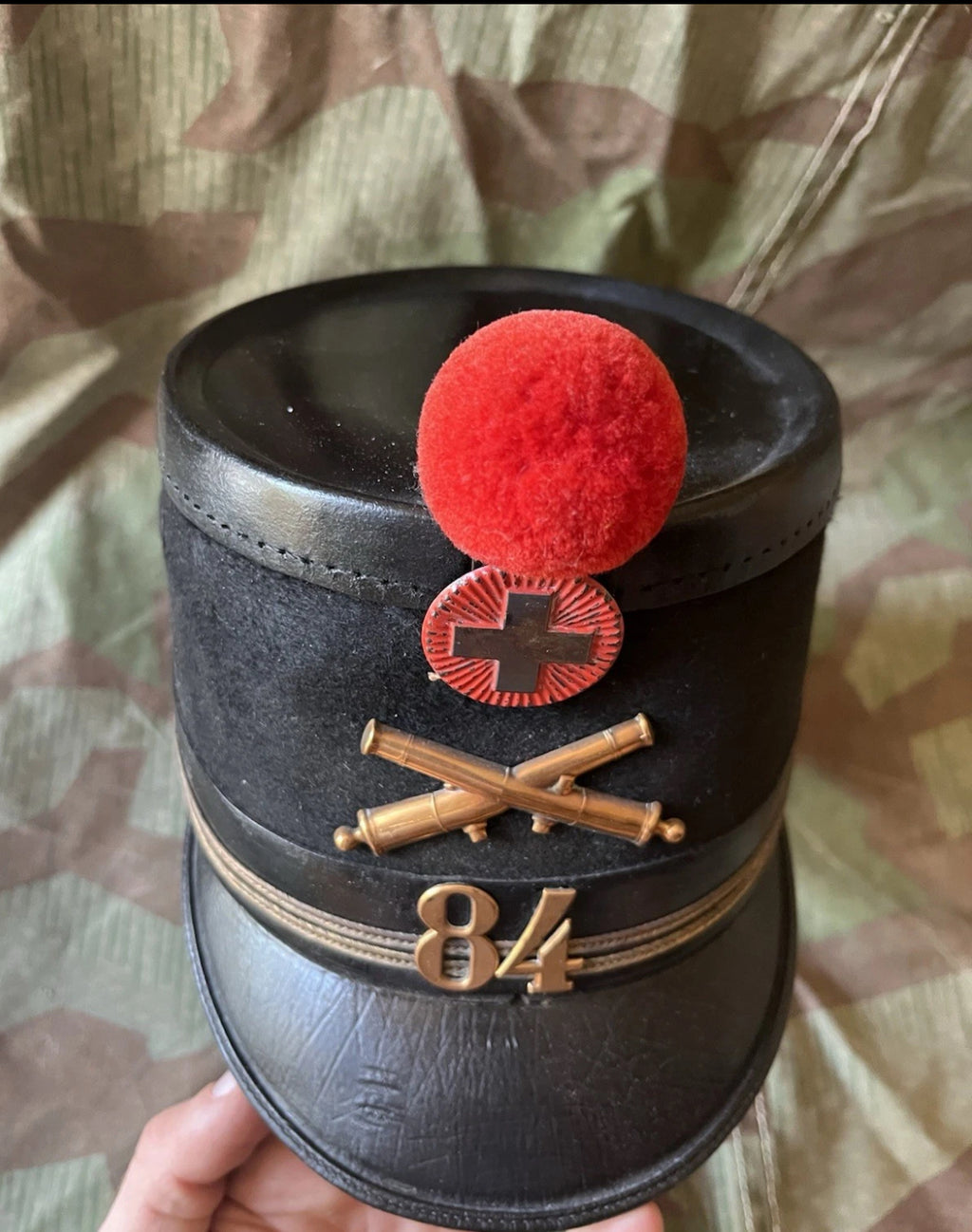 WW1 Swiss army artillery shako tschako schako officer first lieutenant ord.1808 uniform