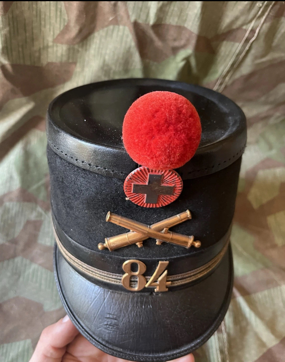 WW1 Swiss army artillery shako tschako schako officer first lieutenant ord.1808 uniform