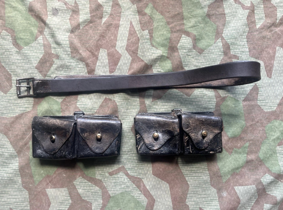 WW1 Swiss army belt webbing web set ammo pouches leather uniform soldier