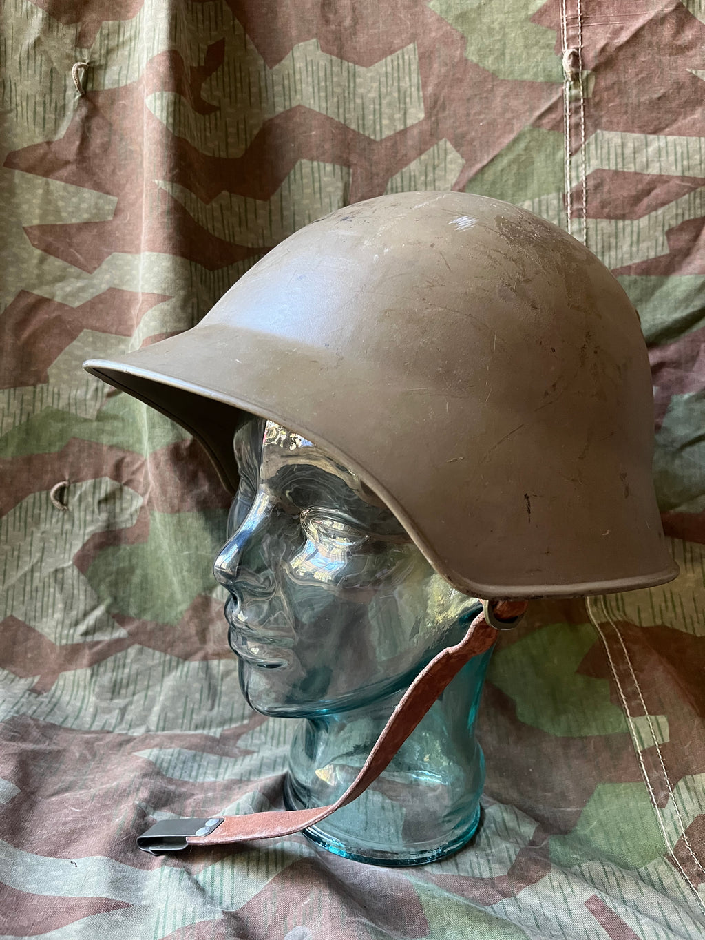 Interwar/ WW2 Swiss army original m18/30 green helmet shell uniform soldier early war