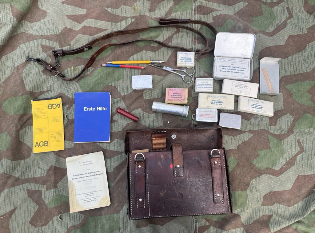 Cold War swiss army medical bag medics troops leather satchel uniform