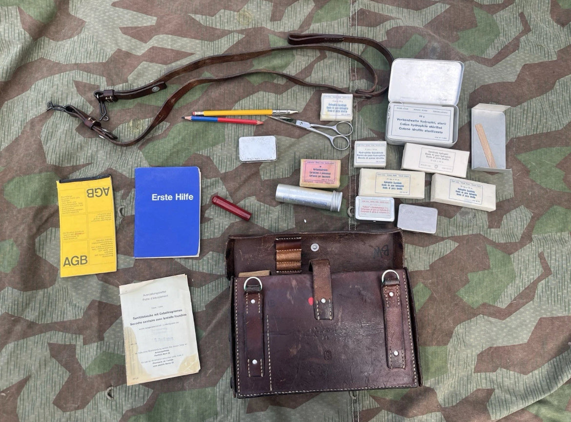 Cold War swiss army medical bag medics troops leather satchel uniform