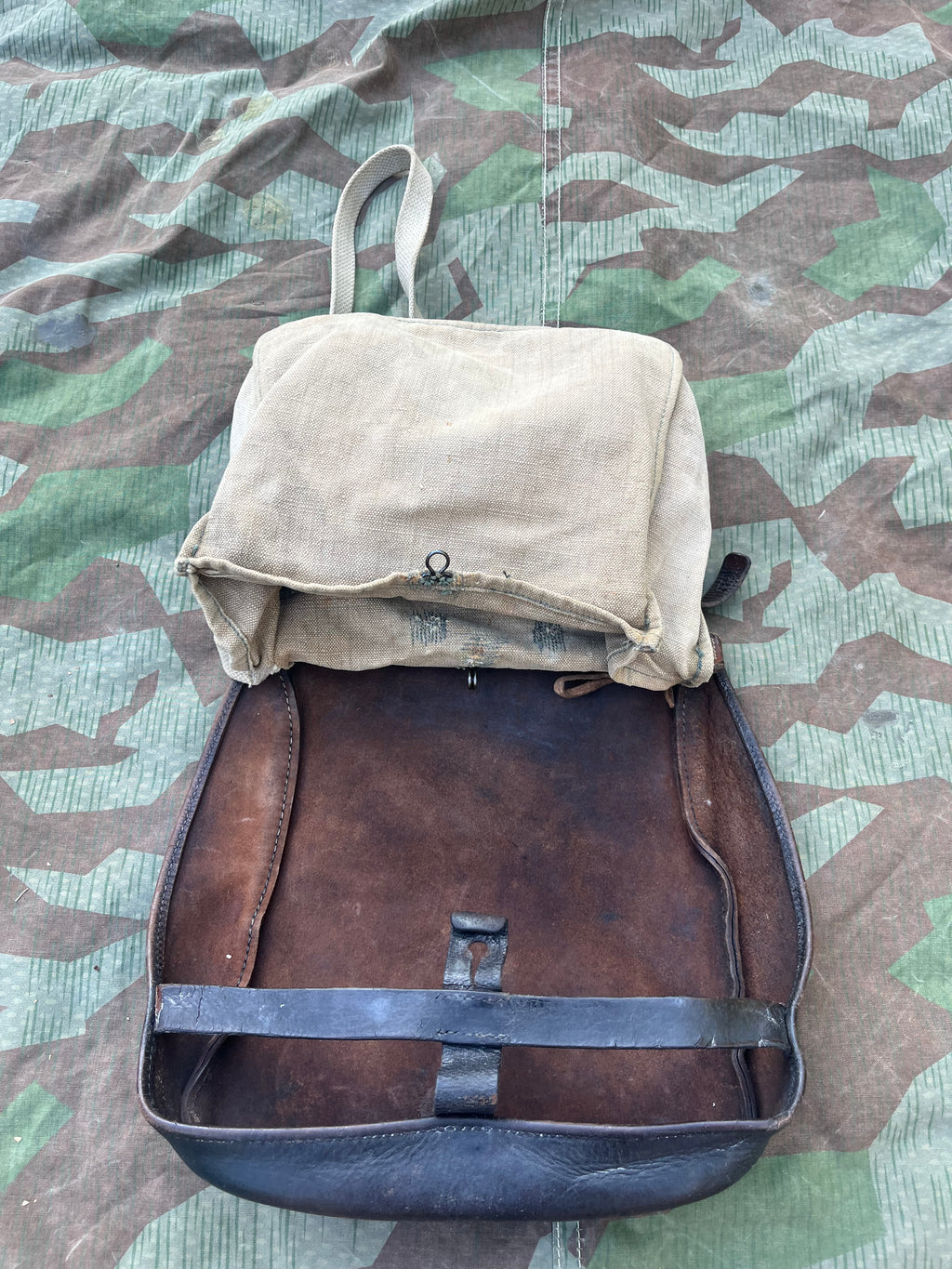 19th century/WW1 Swiss army Breadbag pack leather infantry gear uniform soldier