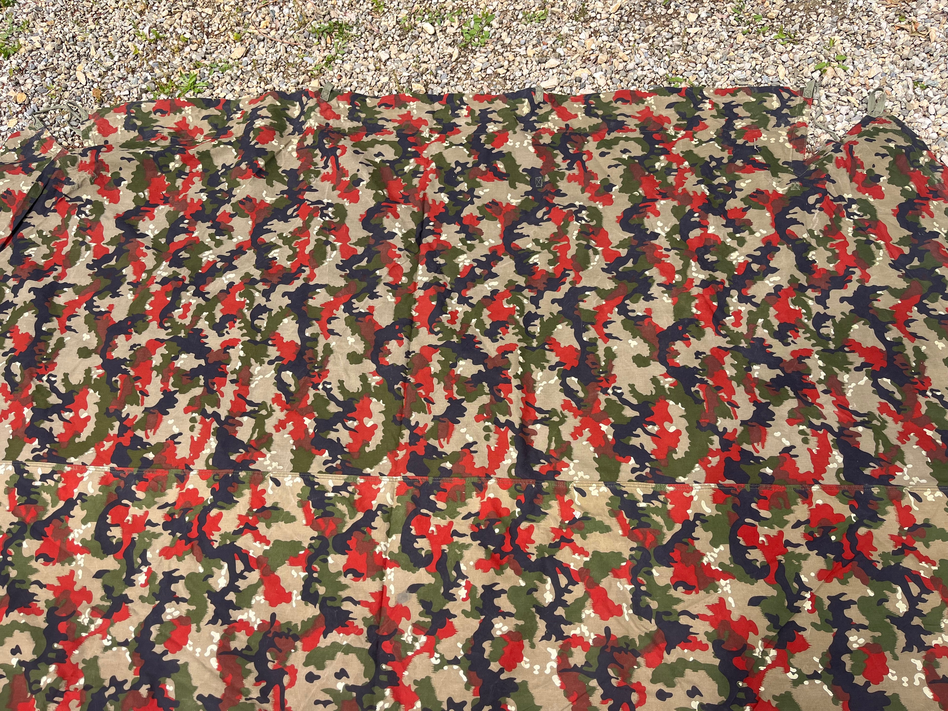 Early model Cold War Swiss army alpenflage camo tent canvas zeltbahn