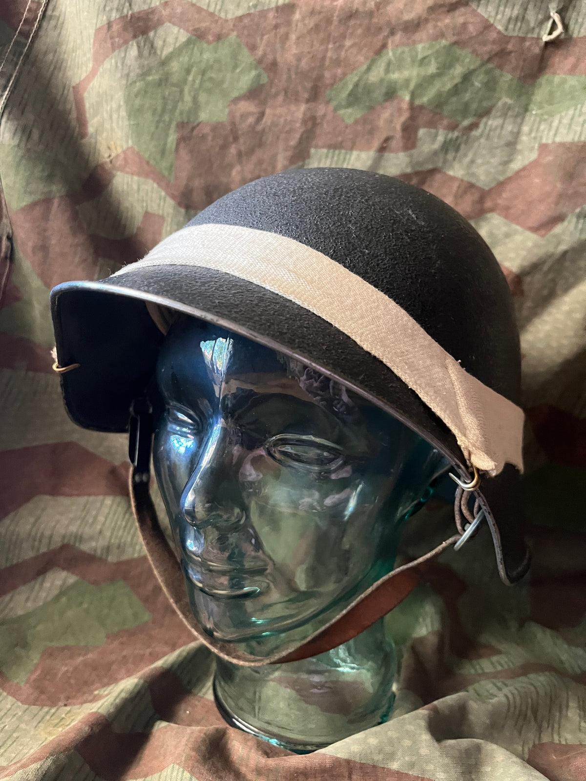 Interwar/WW2 Swiss army original m18 helmet with maneuvers band  uniform soldier
