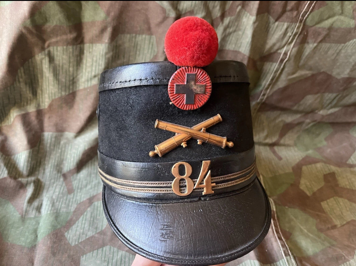 WW1 Swiss army artillery shako tschako schako officer first lieutenant ord.1808 uniform
