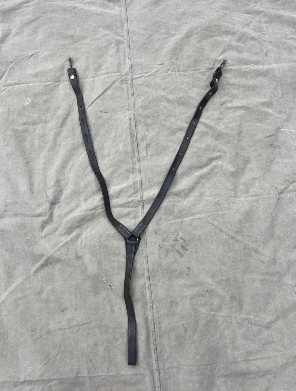 WW2/cold war Swiss army suspenders webbing y straps belt leather ammo uniform soldier