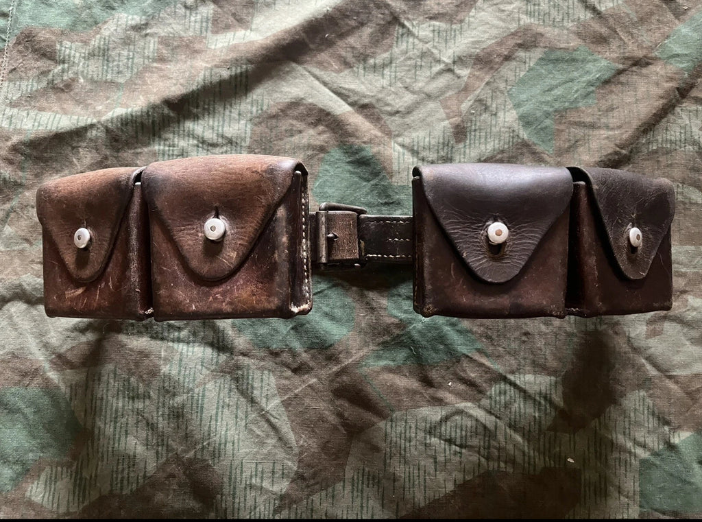 Interwar/WW2 Swiss army belt webbing web set ammo pouches leather uniform soldier