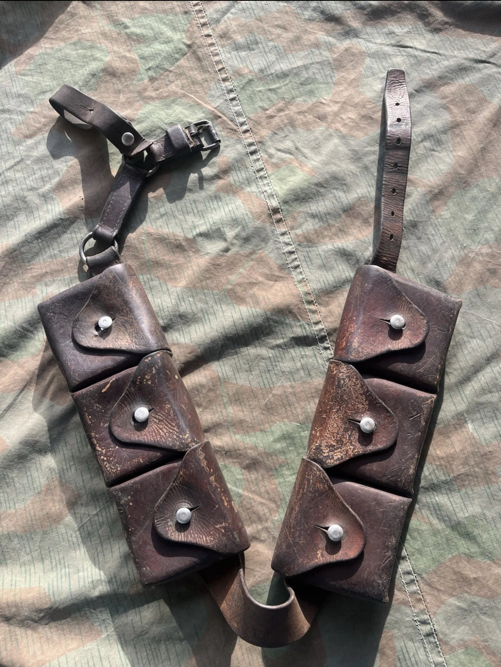 WW2 Swiss army cavalry rider cyclist bandoleer bandolier ammo pouches belt leather uniform soldier