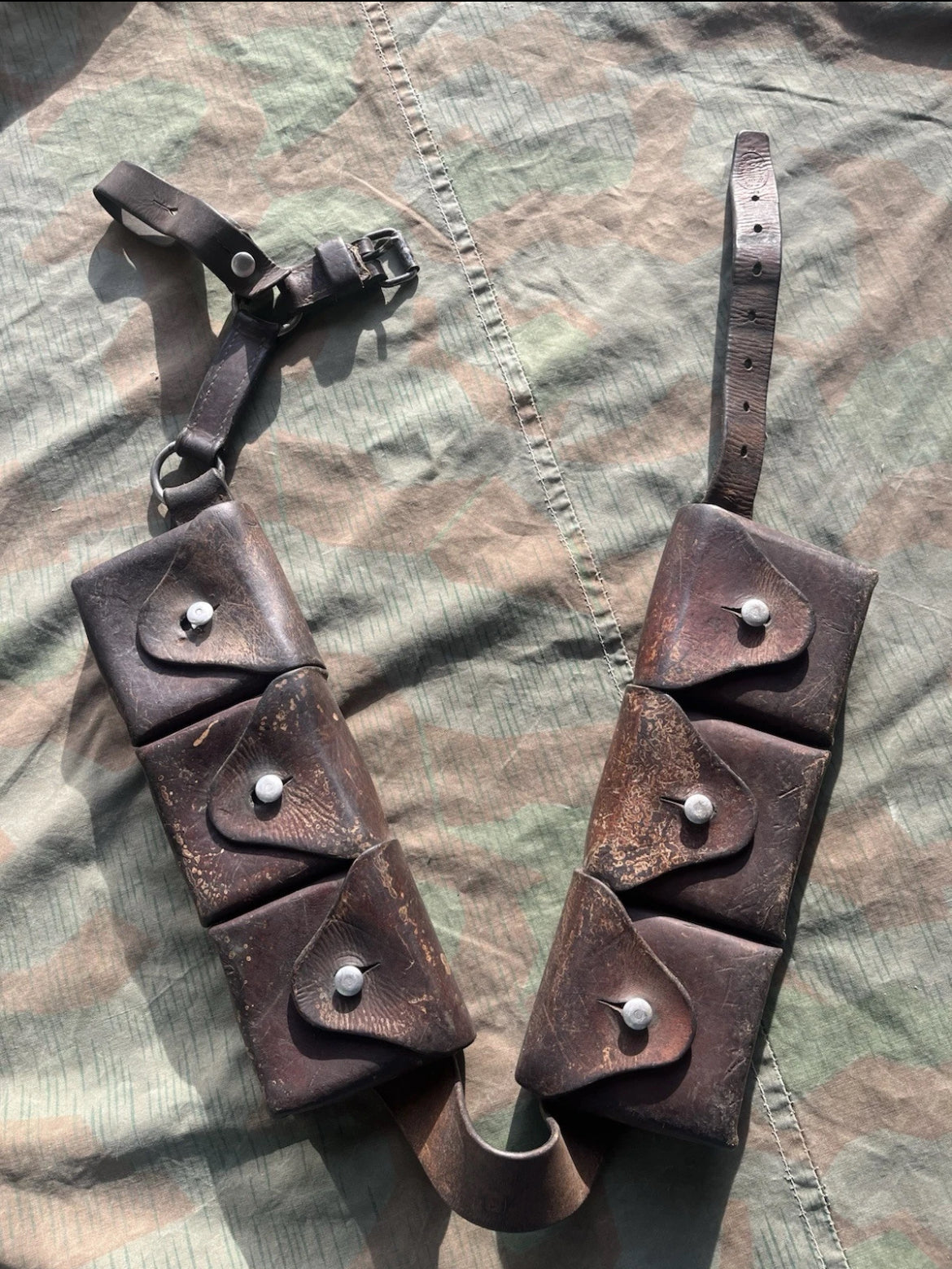 WW2 Swiss army cavalry rider cyclist bandoleer bandolier ammo pouches belt leather uniform soldier