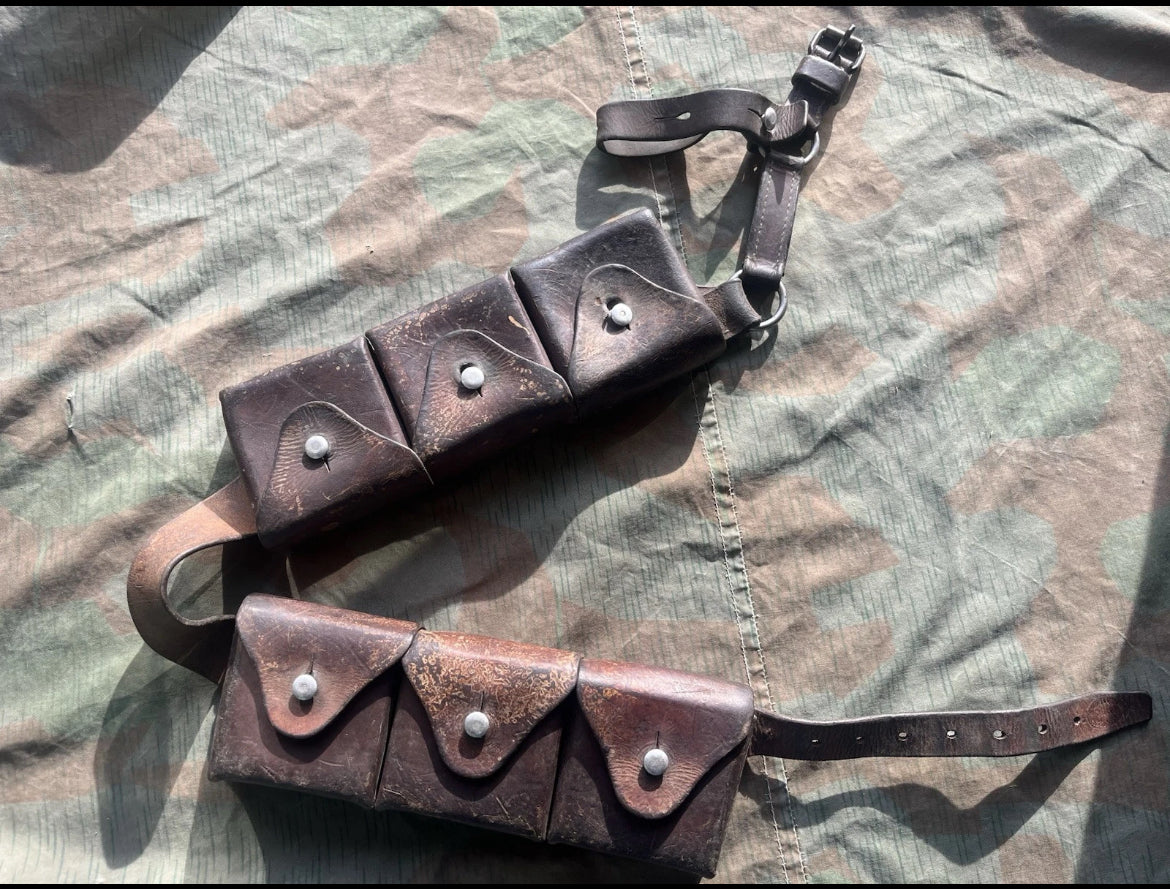 WW2 Swiss army cavalry rider cyclist bandoleer bandolier ammo pouches belt leather uniform soldier