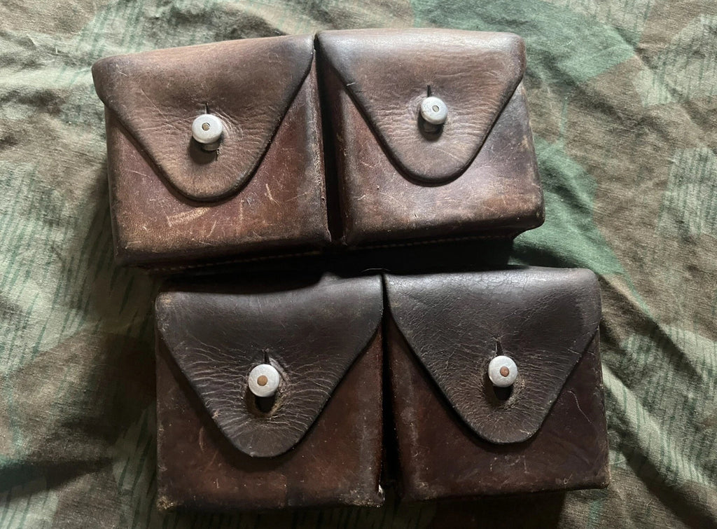 Interwar/WW2 Swiss army belt webbing web set ammo pouches leather uniform soldier