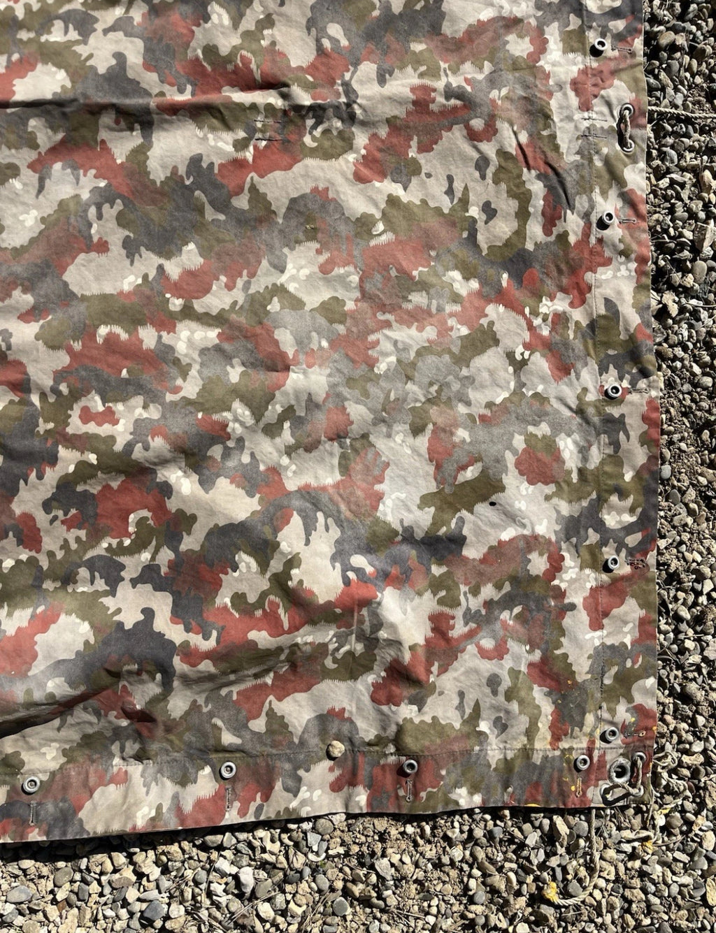 Cold War Swiss army tent half canvas field cover camo alpenflage taz 57 with poles
