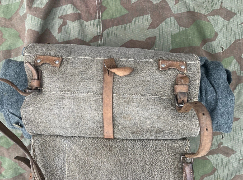 WW1/interwar/WW2 Swiss army backpack haversack rucksack ord.14/17 canvas salt and pepper equipment soldier