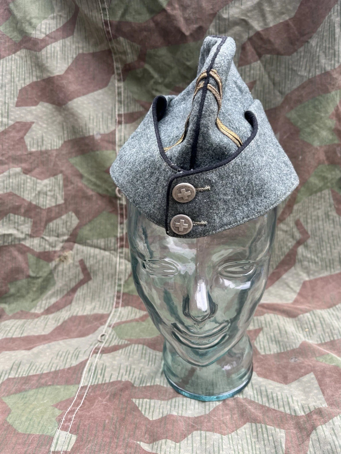Interwar/WW2 Swiss army officer first lieutenant side cap hat uniform ord.26