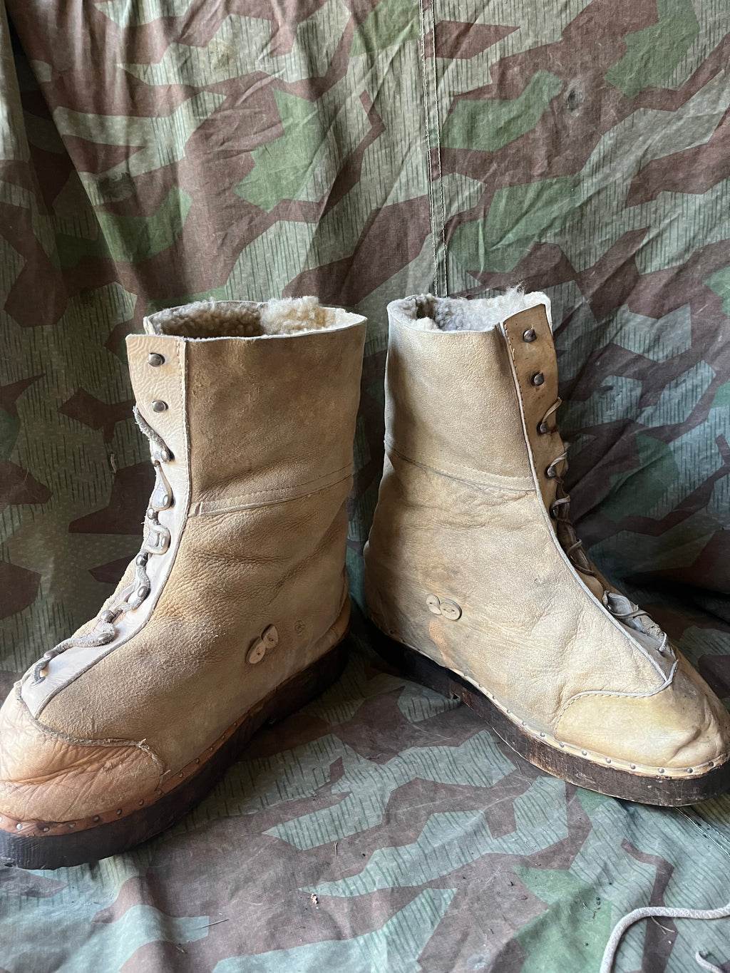 WW2 Swiss army snow mountain boots shoes fur overshoes uniform soldier